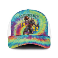 Lithuania Basketball Skeleton 1992 Baseball Net Cap Tie Dye Pattern - Wonder Print Shop