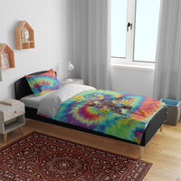 Custom Lithuania Basketball Skeleton 1992 Bedding Set Tie Dye Pattern - Wonder Print Shop