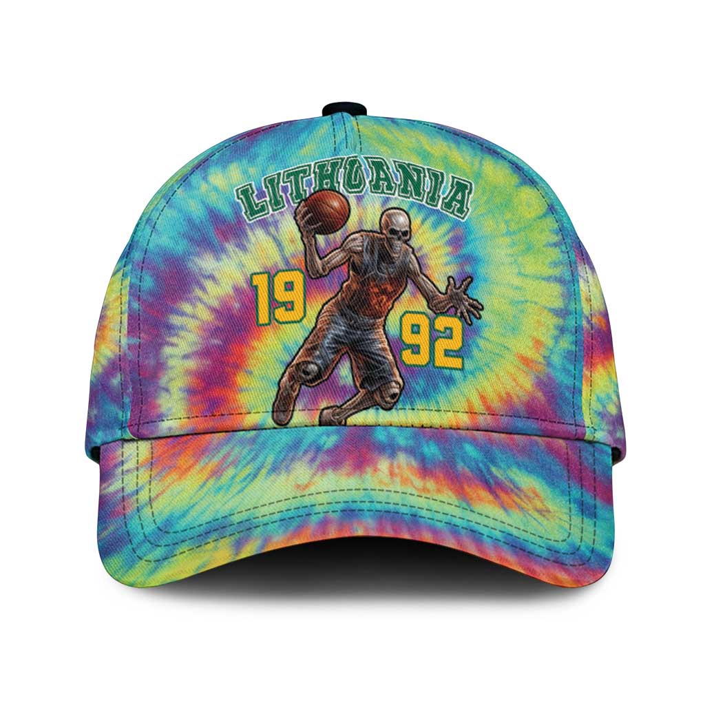 Lithuania Basketball Skeleton 1992 Classic Cap Tie Dye Pattern - Wonder Print Shop