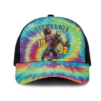 Lithuania Basketball Skeleton 1992 Mesh Trucker Cap Tie Dye Pattern - Wonder Print Shop