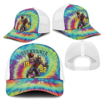 Lithuania Basketball Skeleton 1992 Mesh Trucker Cap Tie Dye Pattern - Wonder Print Shop