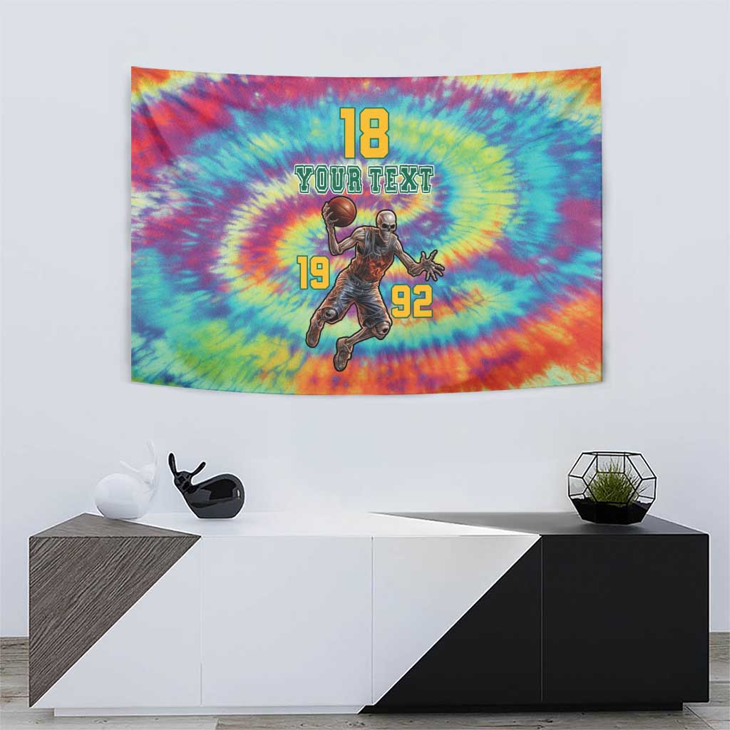 Custom Lithuania Basketball Skeleton 1992 Tapestry Tie Dye Pattern - Wonder Print Shop