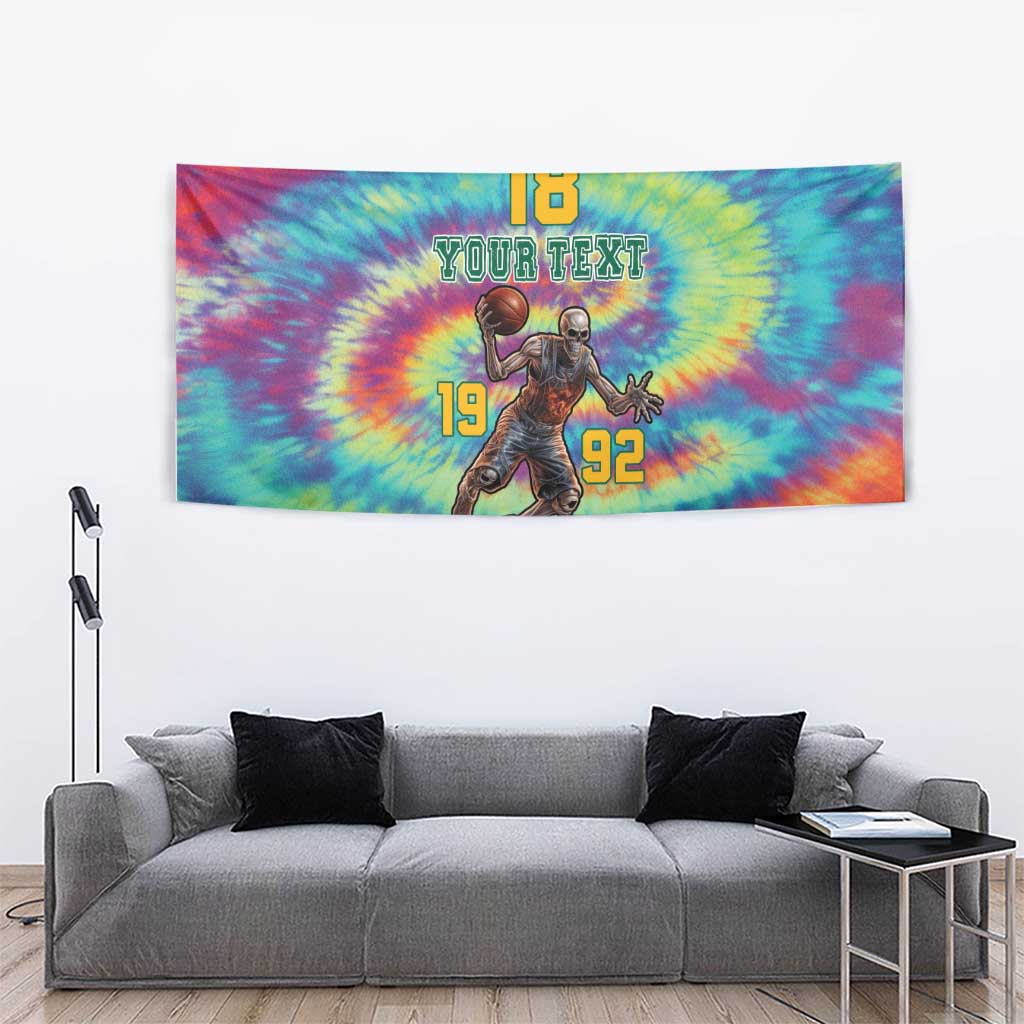 Custom Lithuania Basketball Skeleton 1992 Tapestry Tie Dye Pattern - Wonder Print Shop