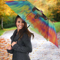Custom Lithuania Basketball Skeleton 1992 Umbrella Tie Dye Pattern - Wonder Print Shop