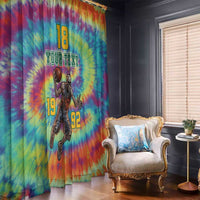 Custom Lithuania Basketball Skeleton 1992 Window Curtain Tie Dye Pattern - Wonder Print Shop