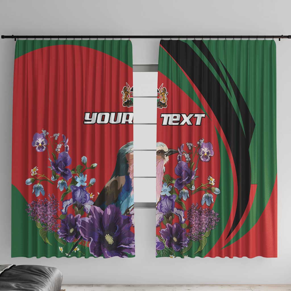 Personalized Kenya Lilac Breasted Roller Window Curtain With Violet Flowers