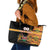 Custom Kenya Coat Of Arms Leather Tote Bag With Kente Patterns