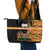 Custom Kenya Coat Of Arms Leather Tote Bag With Kente Patterns