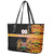 Custom Kenya Coat Of Arms Leather Tote Bag With Kente Patterns