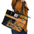 Custom Kenya Coat Of Arms Leather Tote Bag With Kente Patterns