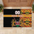 Custom Kenya Coat Of Arms Rubber Doormat With Kente Patterns