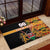 Custom Kenya Coat Of Arms Rubber Doormat With Kente Patterns