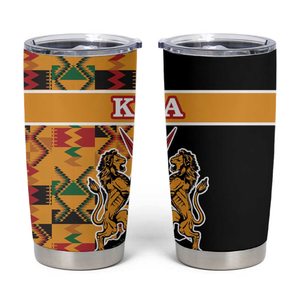 Kenya Coat Of Arms Tumbler Cup With Kente Patterns