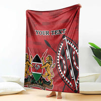 Red Kenya coat of arms blanket draped upright with 'YOUR TEXT' and Harambe shield
