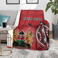 Red Kenya coat of arms blanket on floor with 'YOUR TEXT' and Harambe shield