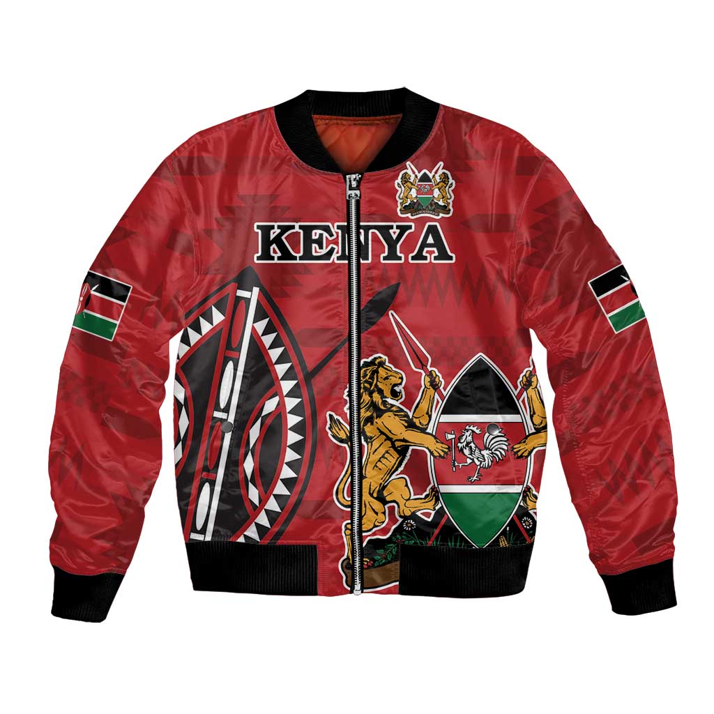 Personalized Kenya Coat Of Arms Bomber Jacket Ethnic Seamless Pattern