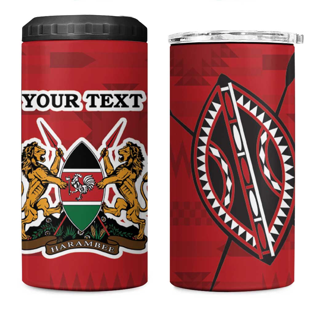 Personalized Kenya Coat Of Arms 4 in 1 Can Cooler Tumbler Ethnic Seamless Pattern