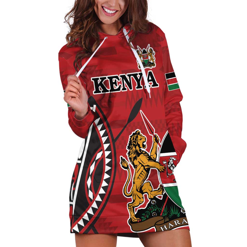 Personalized Kenya Coat Of Arms Hoodie Dress Ethnic Seamless Pattern