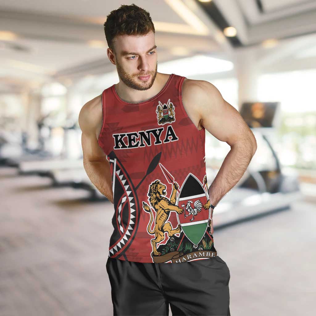 Personalized Kenya Coat Of Arms Men Tank Top Ethnic Seamless Pattern - Wonder Print Shop