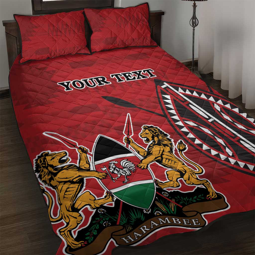 Personalized Kenya Coat Of Arms Quilt Bed Set Ethnic Seamless Pattern