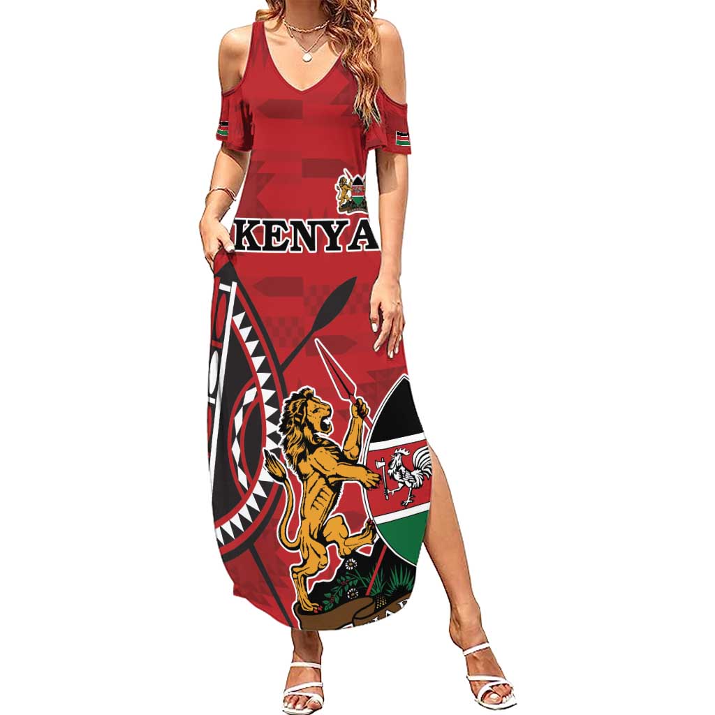 Personalized Kenya Coat Of Arms Summer Maxi Dress Ethnic Seamless Pattern