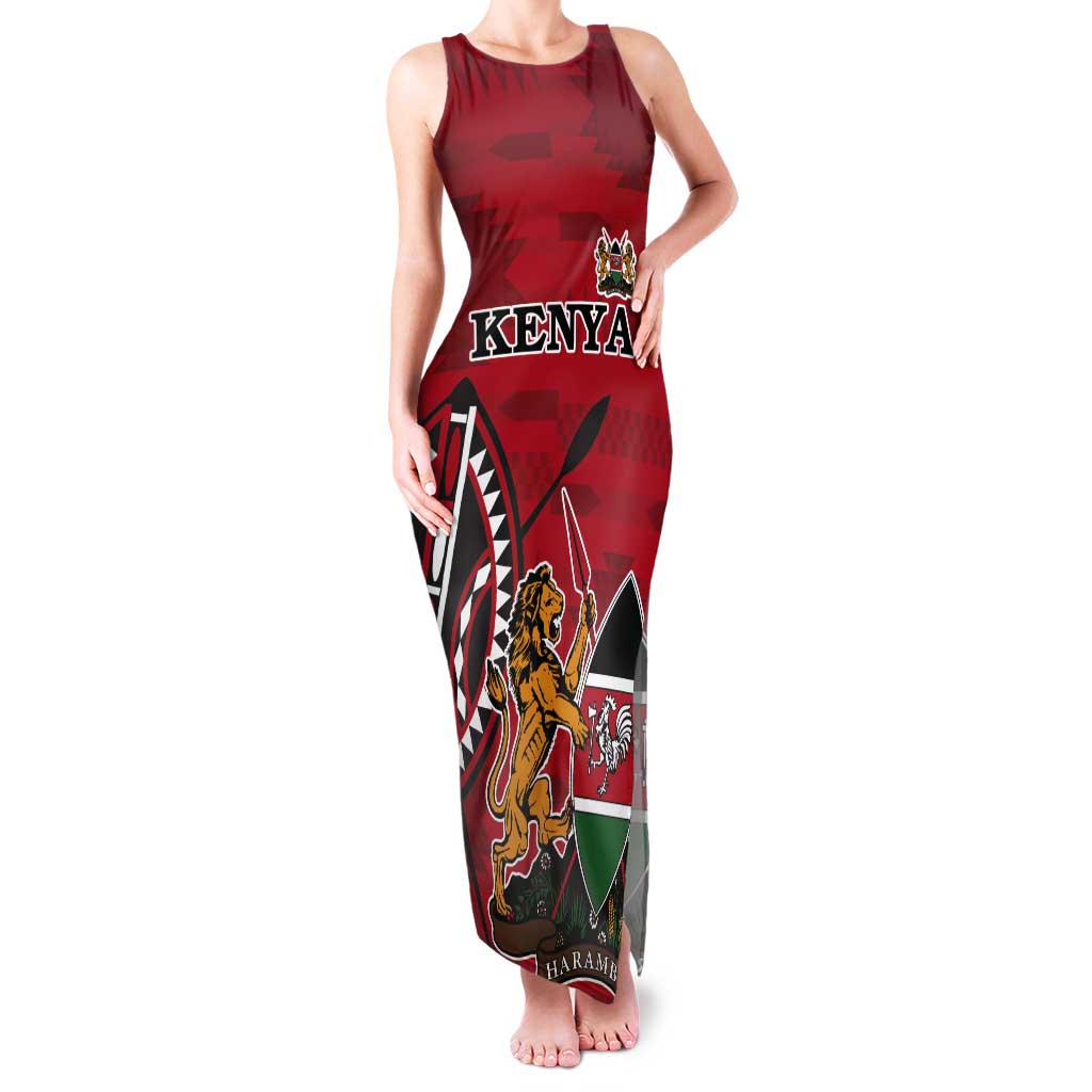 Personalized Kenya Coat Of Arms Tank Maxi Dress Ethnic Seamless Pattern