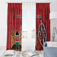 Red curtains with Kenya coat of arms and large emblem, 'YOUR TEXT' at top.