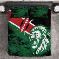 Green flag-style duvet cover with lion head graphic and two matching pillowcases