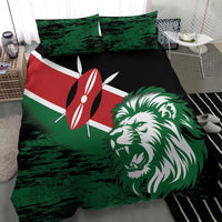 Green flag bedding set with lion head artwork on duvet and two matching pillowcases