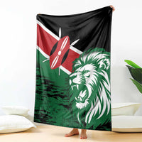 Green lion head blanket with flag-style lion and red-white emblem on black