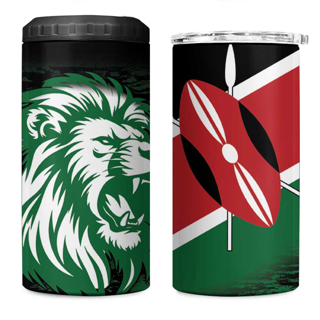 Kenya Lion Head 4 in 1 Can Cooler Tumbler Flag Style