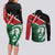 Kenya Lion Head Couples Matching Long Sleeve Bodycon Dress and Long Sleeve Button Shirt Flag Style