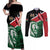 Kenya Lion Head Couples Matching Off Shoulder Maxi Dress and Long Sleeve Button Shirt Flag Style