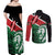 Kenya Lion Head Couples Matching Off Shoulder Maxi Dress and Long Sleeve Button Shirt Flag Style