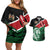 Kenya Lion Head Couples Matching Off Shoulder Short Dress and Hawaiian Shirt Flag Style