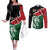 Kenya Lion Head Couples Matching Off The Shoulder Long Sleeve Dress and Long Sleeve Button Shirt Flag Style