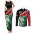 Kenya Lion Head Couples Matching Tank Maxi Dress and Long Sleeve Button Shirt Flag Style