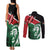 Kenya Lion Head Couples Matching Tank Maxi Dress and Long Sleeve Button Shirt Flag Style