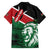 Kenya Lion Head Family Matching Off The Shoulder Long Sleeve Dress and Hawaiian Shirt Flag Style