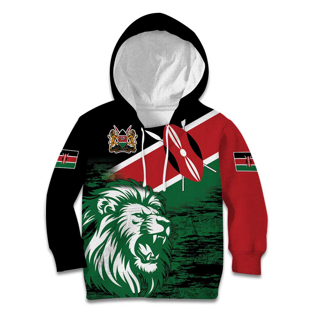 Kenya Lion Head Kid Hoodie Flag Style