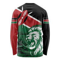 Unisex long-sleeve shirt with large lion face graphic, Kenya-flag colors on black