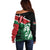 Kenya Lion Head Off Shoulder Sweater Flag Style