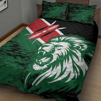 Kenya flag-style quilt bed set with lion head artwork on green and black bedding