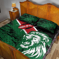 Kenya flag-style quilt bed set with lion head design on green and black comforter