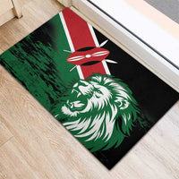 Kenya flag rubber doormat with lion head graphic and red-white vertical stripe