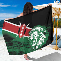 Black and green Kenya flag lion head sarong with red-and-white biohazard-style emblem