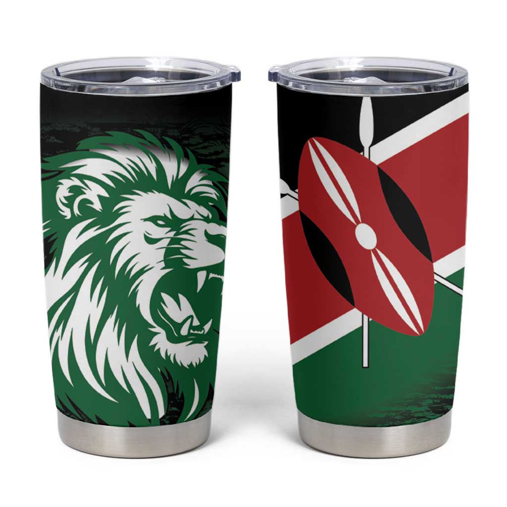 Kenya Lion Head Tumbler Cup Flag Style