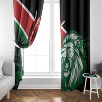 Kenya lion head window curtains with green panel and red-white Kenya flag detail