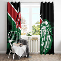 Kenya flag window curtains with green lion head print and dark top grommet headers