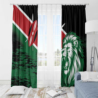 Kenya lion head curtain set with green lion panel and red-white Kenya flag panel